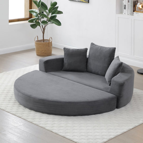 English Elm Convertible Corduroy Cloud Couch Bed with High-Density Foam, Boneless Futon Lounger for Cozy Relaxation Gray W2677P388981