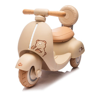 English Elm 12v Kids Electric Tricycle Toddler Ride on Scooter Wooden Handle Parental Remote Control Beige W1578P381432