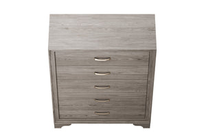 English Elm Modern Six Drawer Wooden Chest Natural Finish Gold Hardware Sculptural Legs Bedroom B011P448747
