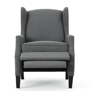 English Elm Christopher Knight Home® - Pushback Recliner Chair with Nailhead Trim and Wingback Design, Plush Fabric Comfort for Living Rooms Charcoal 60760.00CCL