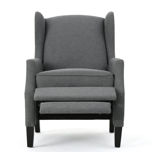 English Elm Christopher Knight Home® - Pushback Recliner Chair with Nailhead Trim and Wingback Design, Plush Fabric Comfort for Living Rooms Charcoal 60760.00CCL