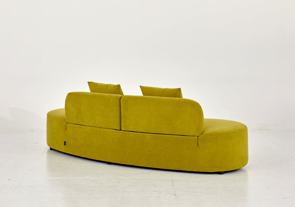 English Elm 90" Curved Sofa with Velvet Upholstery, Ergonomic Half-Moon 4-Seater with High-Density Foam Comfort Olive Green B2735P320309