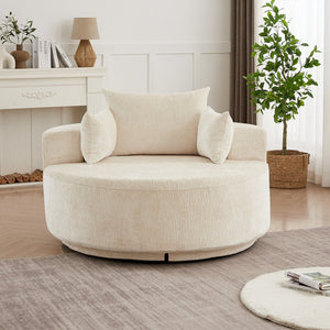 English Elm 55''l 55'l Chenille Foam Swivel Lounge Chair Plush 360 Rotation Modern Seating for Any Room W834S00595