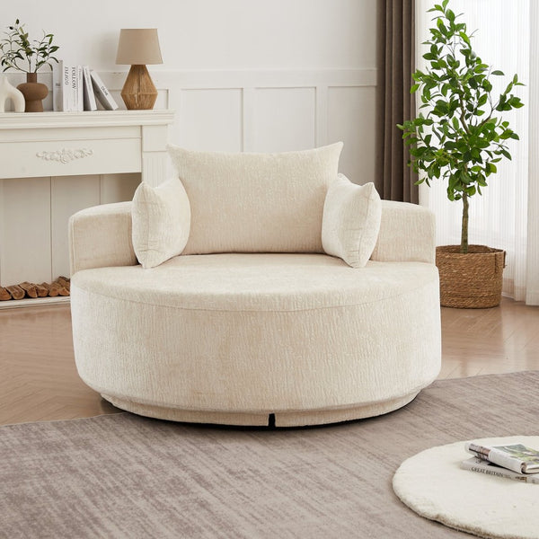 English Elm 55''l 55'l Chenille Foam Swivel Lounge Chair Plush 360 Rotation Modern Seating for Any Room W834S00595