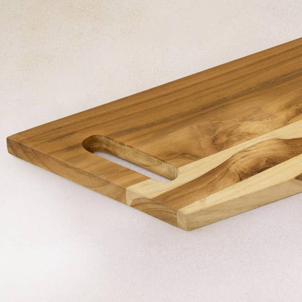 English Elm Handcrafted Teak Wood Rectangle Cheese & Bread Board 17x7 – Durable, Moisture-Resistant Charcuterie Serving Plank B346P327306