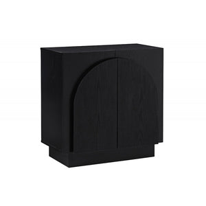 English Elm Mid-Century wooden sideboard buffet with arched doors and rounded edges, spacious storage, durable craftsmanship nurturing warmth Black 33 L x 19 W x 29 H B011P367183