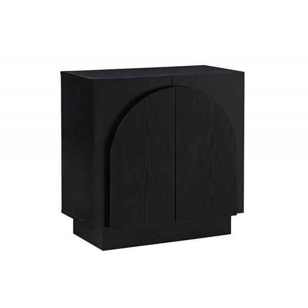 English Elm Mid-Century wooden sideboard buffet with arched doors and rounded edges, spacious storage, durable craftsmanship nurturing warmth Black 33 L x 19 W x 29 H B011P367183
