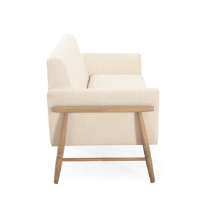 English Elm Christopher Knight Home® - Linen Flared Arms Loveseat Beige+Natural - Upholstered Fabric, Elm Wood Legs, Modern Cozy 57.5" W N771P294675M