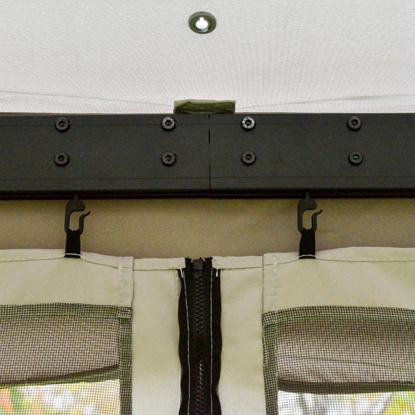 English Elm Outsunny 10' X 13' Stylish Patio Gazebo With Netting & Curtains, Durable Aluminum Frame For Outdoor Bliss W2225P174179-GIGA