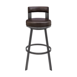 English Elm Arletta 30" Swivel Bar Stool Brown Faux Leather — 360° Glide, Easy-Clean Upholstery, Durable Metal Frame B2736P354298