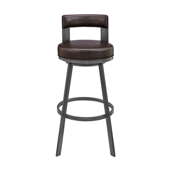 English Elm Arletta 30" Swivel Bar Stool Brown Faux Leather — 360° Glide, Easy-Clean Upholstery, Durable Metal Frame B2736P354298