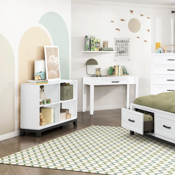 English Elm White Garretson Writing Desk with Drawer, Rustic-Transitional Wood 42"x20" Home Office Table B011P255285