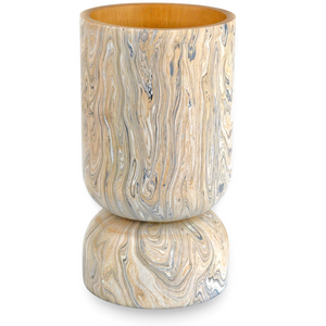 London Sky Decorative Vase Trio – Hand-Painted Gray & Peach Wood Vases for Bohemian Home Decor