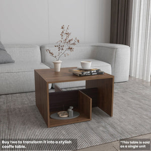 English Elm Side Table – 25" H Dark Oak Minimalist Design With 2 Open Shelves For Stylish Storage & Display B097P296867-GIGA