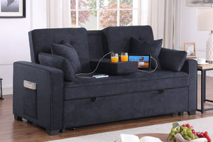 English Elm Cody 70"W Convertible Sleeper Loveseat With Console, Usb Ports & Cup Holders For Small Spaces B061S00849