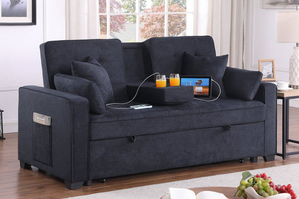 English Elm Cody 70"W Convertible Sleeper Loveseat With Console, Usb Ports & Cup Holders For Small Spaces B061S00849