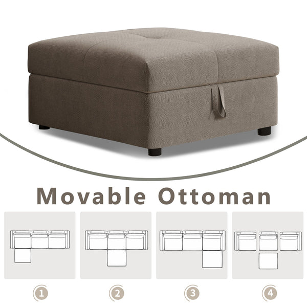English Elm Modern Modular L-shaped sectional sofa 105-inch cloud deep-seat 4-seat cotton comfort with ottoman and storage Brown W3820S00009