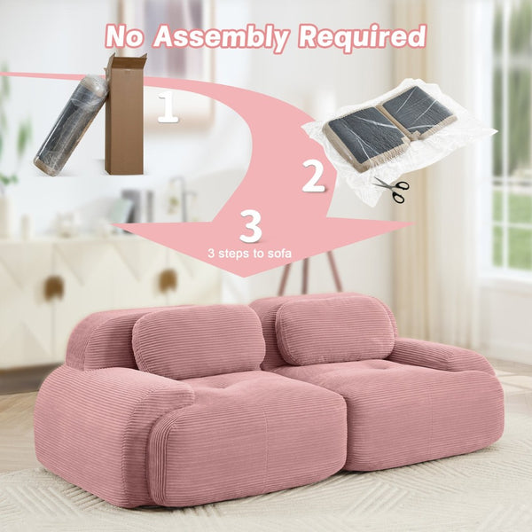 English Elm 82'' Modular Corduroy Loveseat Curved Armrests Non-slip Base for Living Bedroom Lounge W714P359250