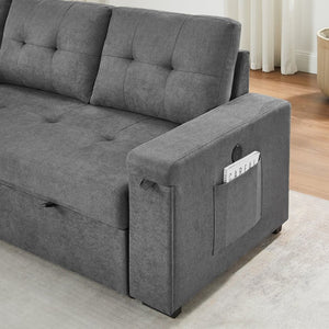 English Elm Toby Woven Fabric Sleeper Sectional with Storage Chaise Usb Ports and Coil Support Gray B061S00956