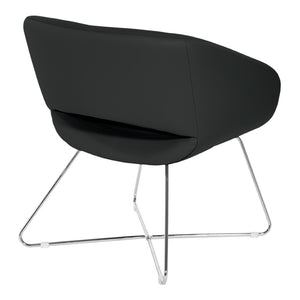 OSP Home Furnishings Faux Leather Accent Chair with Chrome Base for Modern Office or Living Room Black LRL-R107