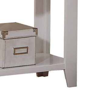 English Elm White Transitional Nightstand with Drawer and Bottom Shelf, Pine Construction, Bright White Finish for Versatile Bedroom Styling B062P186501