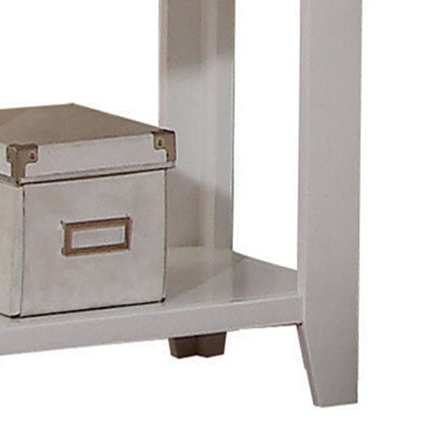 English Elm White Transitional Nightstand with Drawer and Bottom Shelf, Pine Construction, Bright White Finish for Versatile Bedroom Styling B062P186501