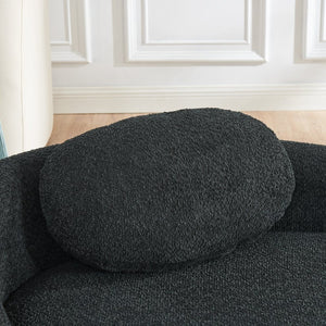 English Elm Modern Oval Boucle Lounge Chair Sculptural Integrated Armrest for Bedroom Living Room Black W487P456130
