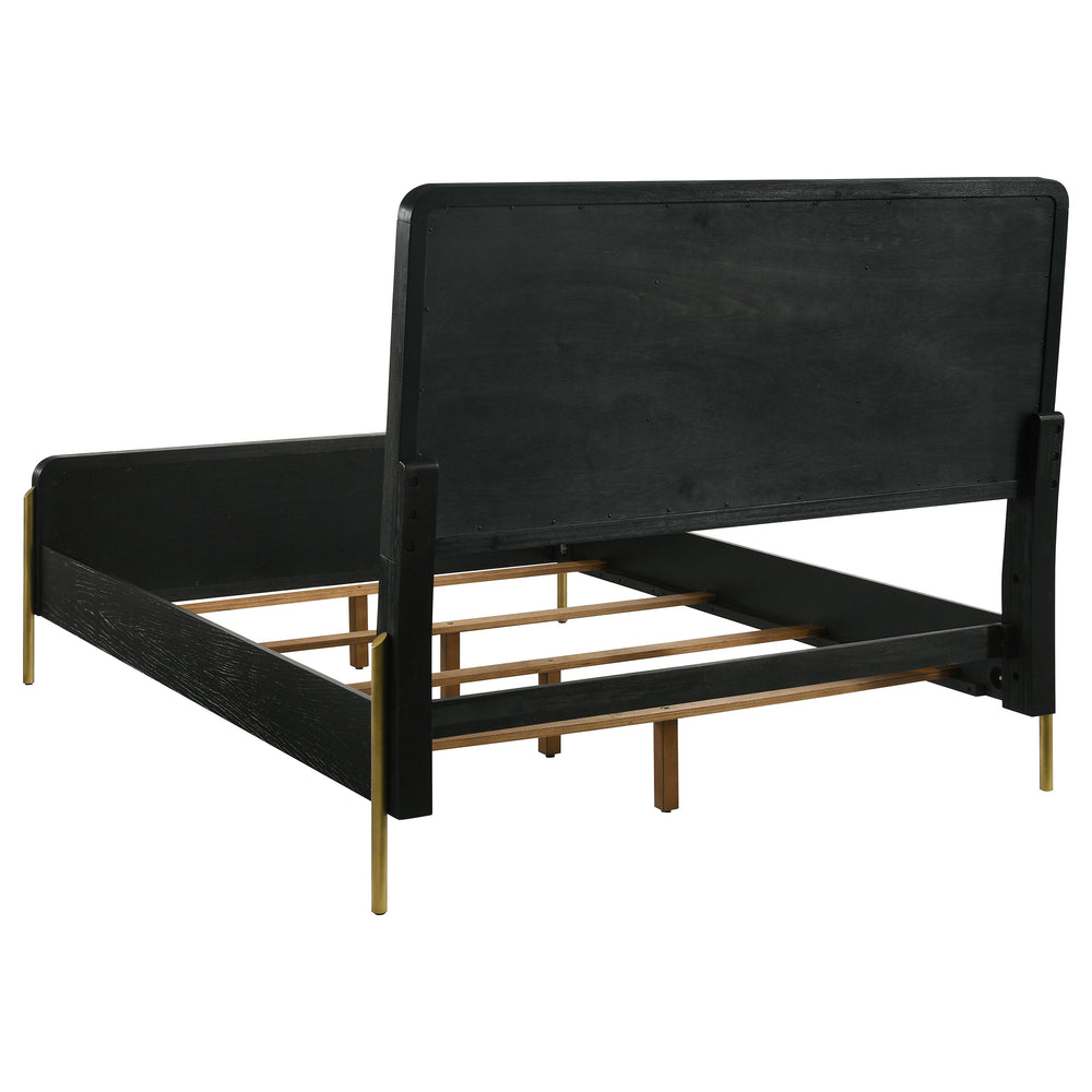 English Elm Anser 4-Piece Queen Bedroom Set – Modern Rattan With Gold Accents, Ample Storage & Elegant Design B062S01253