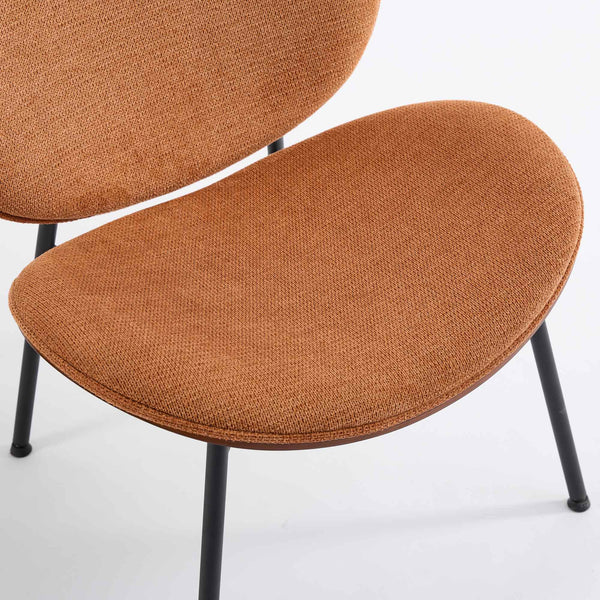 English Elm Mid-Century Shell Chair with Wood Grain Veneer, Curved Wide Seat, Metal-Wood Frame Holds 330+ lbs Orange W1143P214258