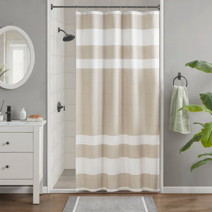 Madison Park Spa Waffle Transitional Shower Curtain with 3M Treatment MP70-4977 Taupe