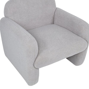 English Elm Stylish Teddy Fleece Single Sofa Chair with Arms and Pillow, Cozy Accent Armchair for Living Room Gray 30 L x 24.75 W x 24 H W1716P196466