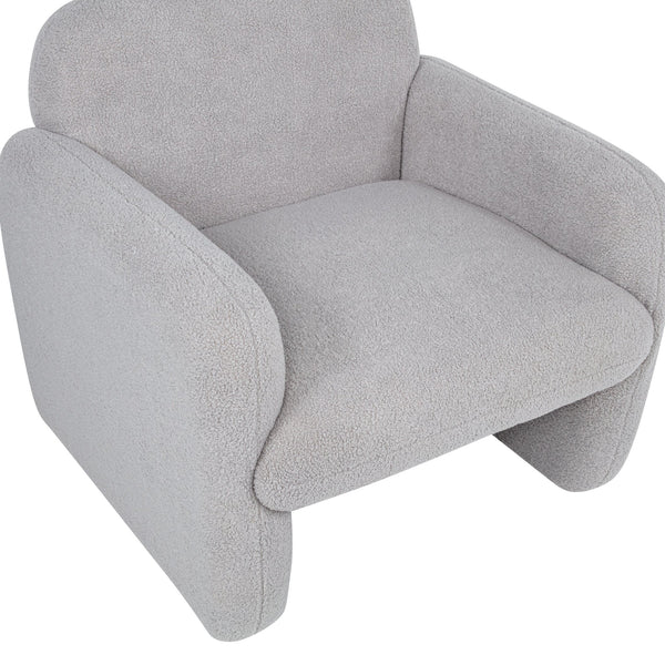 English Elm Stylish Teddy Fleece Single Sofa Chair with Arms and Pillow, Cozy Accent Armchair for Living Room Gray 30 L x 24.75 W x 24 H W1716P196466