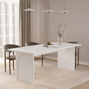 English Elm Ella 79" Dining Table in White – Modern MDF Rectangular 78.7" Table Seats 6-8 with Stable Thick Legs B365P397685