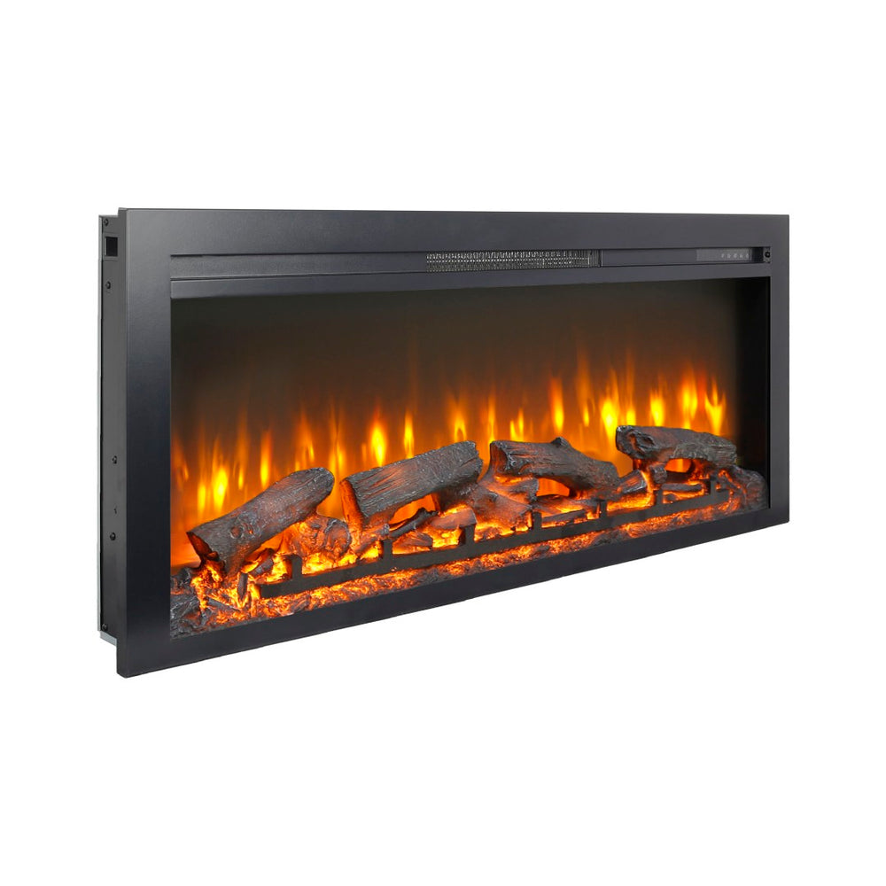 English Elm 44 Inch Recessed Electric Fireplace with Led Flame Heater and Remote for Living Rooms W1769P171420