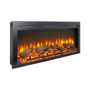 English Elm 44 Inch Recessed Electric Fireplace with Led Flame Heater and Remote for Living Rooms W1769P171420