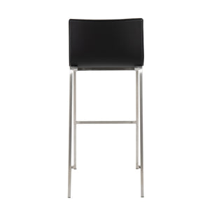 English Elm Mara Modern Barstool Set of 2 – Faux Leather Upholstery, Gold Steel Frame, Built-In Footrest, Sturdy Black B202P222237