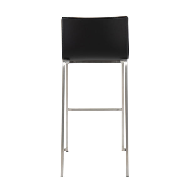 English Elm Mara Modern Barstool Set of 2 – Faux Leather Upholstery, Gold Steel Frame, Built-In Footrest, Sturdy Black B202P222237