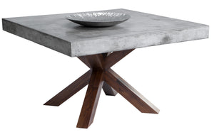 Sunpan Warwick Dining Table - Stylish Industrial Design with Concrete Top and Acacia Wood Base for Modern Spaces Square - 47.25W x 47.25D x 29.25H