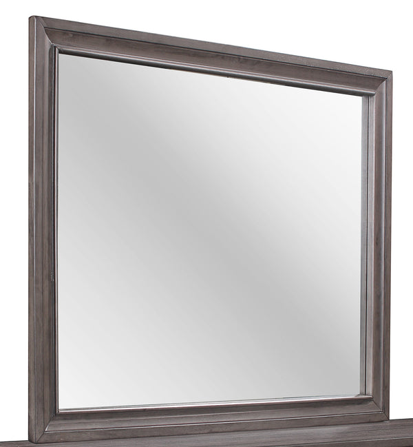 English Elm RYDER Large Grey Wall Mirror with Beveled Glass and Solid Wood Trim — Stylish Oversized MDF Frame, Easy Mounting B201P215945