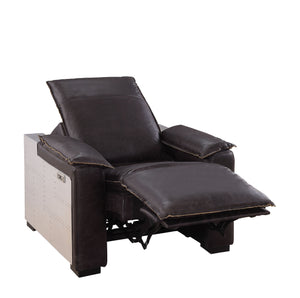 English Elm Misezon Dark Brown Top Grain Leather Power Recliner with Aluminum Frame, Pillow Arms & Full Foam Comfort B2726P280178