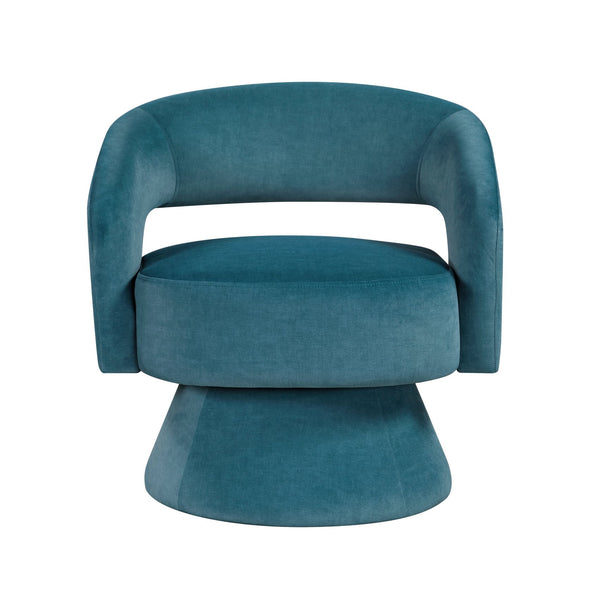English Elm Modern Swivel Accent Chair in Lux Velvet Upholstery with Solid Wood Base, Compact Stylish Seating Teal 27.75 L x 26.5 W x 19.75 H B011P283808