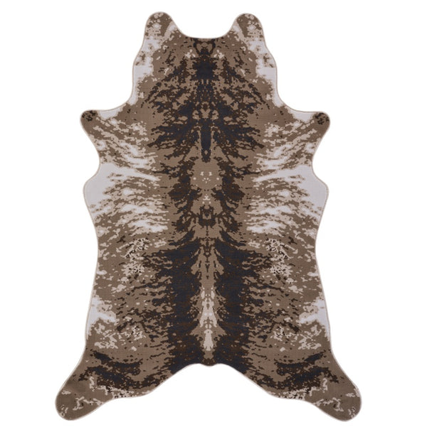 English Elm Hide Elegant Brown & Ivory 5 Ft. X 7 Ft. Area Rug – Durable, Kid-Friendly, Stain Resistant Design B186P316846