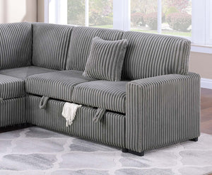 English Elm Modern Corduroy Three Piece Sectional Sofa with Storage Pull Out Bed and Usb Charging B011S02171