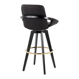 English Elm Fixed-height Swivel Barstools Upholstered Grey Fabric Black Wood Legs Kitchen Set of 2 Black B202S01893