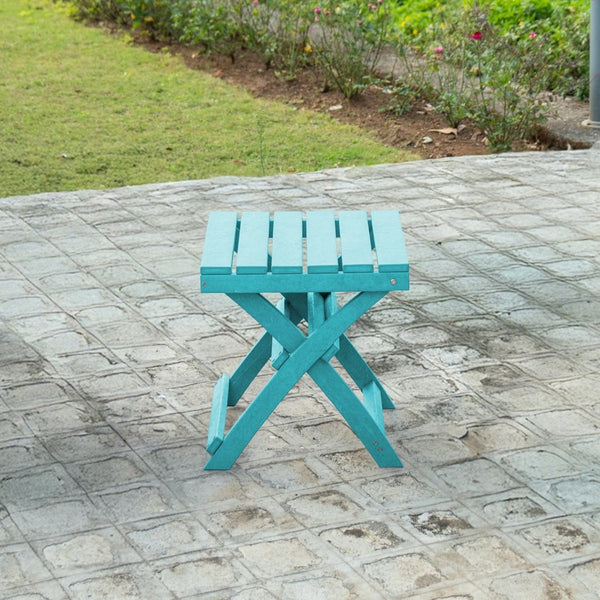 English Elm Seaview Recycled Hdpe Outdoor Folding Side Table Uv Resistant Patio Deck Use Turquoise B2745P409718