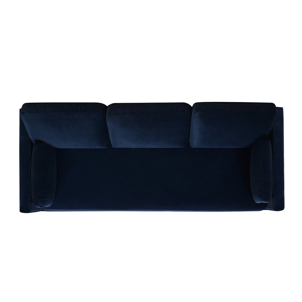 English Elm Jennifer Taylor Home - Knox 84" Modern Farmhouse Sofa In Dark Navy Velvet - Cozy, Durable, And Stylish For Any Living Space B2719P238334