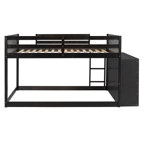 English Elm Full Over Bunk Bed with Four Drawers Three Shelves Pine and Mdf Kids Frame Espresso LT000267AAP-1
