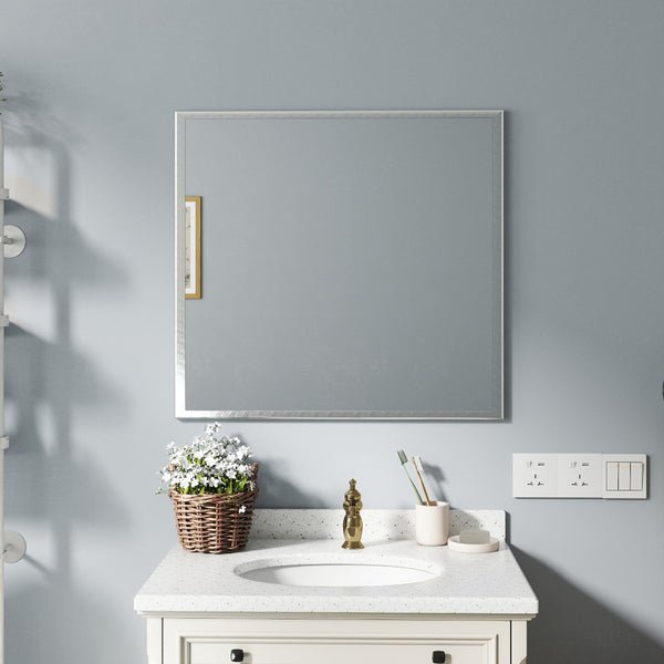 English Elm 80cm Round Float Glass Wall Mirror Polished Edge Vanity Bathroom Hallway Decor White W3151P265960