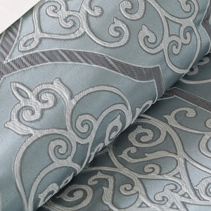 JLA Home Madison Park - 12 Madison Park Lavine 12-piece comforter ensemble featuring grey-blue jacquard damask, cotton sheets, luxe layered hotel look 106 L x 92 W x 1.5H MP10-1667