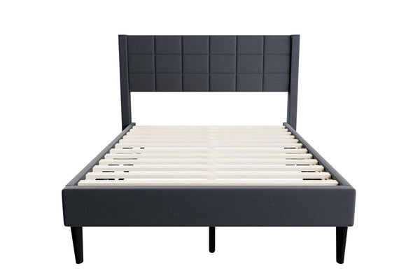 English Elm Modern Diamond Tufted Platform Bed Burlap Upholstered Frame for Loft Bedrooms Charcoal B011P418602